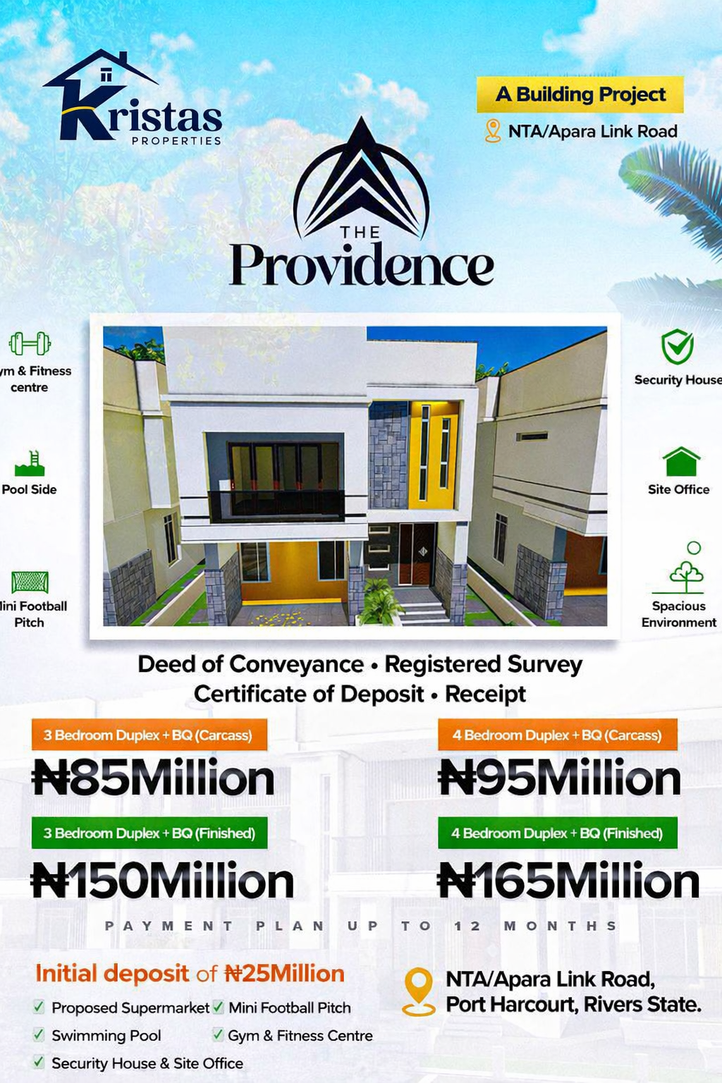 The Providence – Luxury 4 Bedroom Fully Detached Duplexes at NTA/Apara Link Road, Port Harcourt |